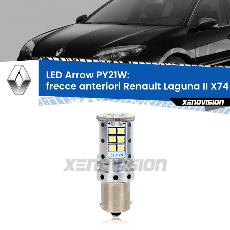 <strong>Frecce Anteriori LED no-spie per Renault Laguna II</strong> X74 2000 - 2006. Lampada <strong>PY21W</strong> modello top di gamma Arrow.