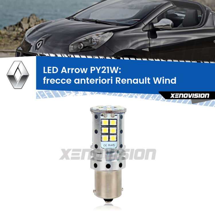 <strong>Frecce Anteriori LED no-spie per Renault Wind</strong>  2010 - 2013. Lampada <strong>PY21W</strong> modello top di gamma Arrow.