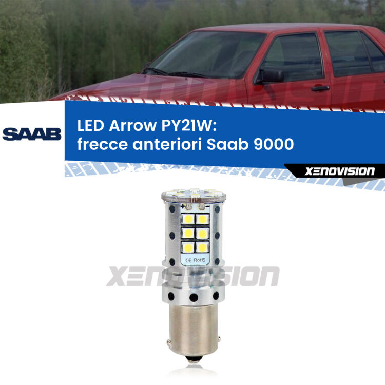 <strong>Frecce Anteriori LED no-spie per Saab 9000</strong>  1994 - 1998. Lampada <strong>PY21W</strong> modello top di gamma Arrow.