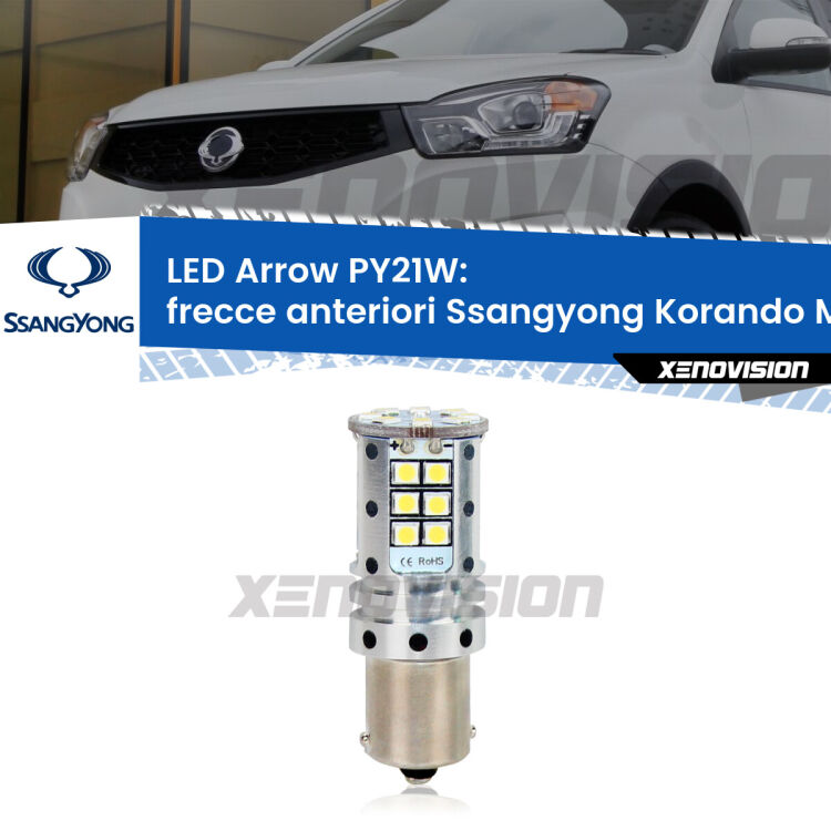 <strong>Frecce Anteriori LED no-spie per Ssangyong Korando</strong> Mk3 2010 - 2012. Lampada <strong>PY21W</strong> modello top di gamma Arrow.