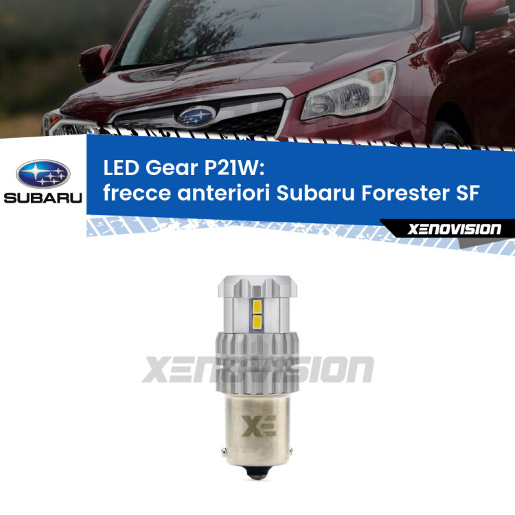 <strong>LED P21W per </strong><strong>Frecce Anteriori Subaru Forester (SF) 1997 - 2002</strong><strong>. </strong>Richiede resistenze per eliminare lampeggio rapido, 3x più luce, compatta. Top Quality.

<strong>Frecce Anteriori LED per Subaru Forester</strong> SF 1997 - 2002. Lampada <strong>P21W</strong>. Usa delle resistenze per eliminare lampeggio rapido.