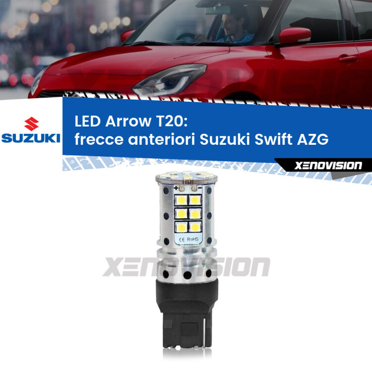 <strong>Frecce Anteriori LED no-spie per Suzuki Swift</strong> AZG 2010 - 2016. Lampada <strong>T20</strong> no Hyperflash modello Arrow.