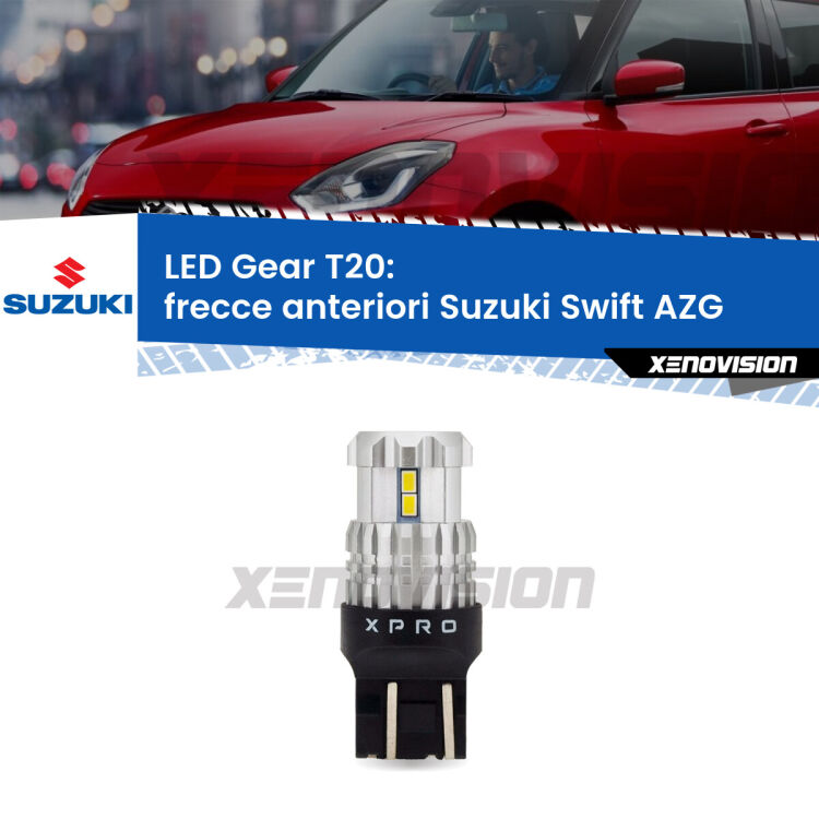 <strong>Frecce Anteriori LED per Suzuki Swift</strong> AZG 2010 - 2016. Lampada <strong>T20</strong> modello Gear1, non canbus.