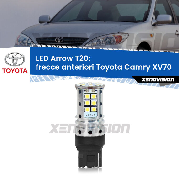 <strong>Frecce Anteriori LED no-spie per Toyota Camry</strong> XV70 2017 in poi. Lampada <strong>T20</strong> no Hyperflash modello Arrow.