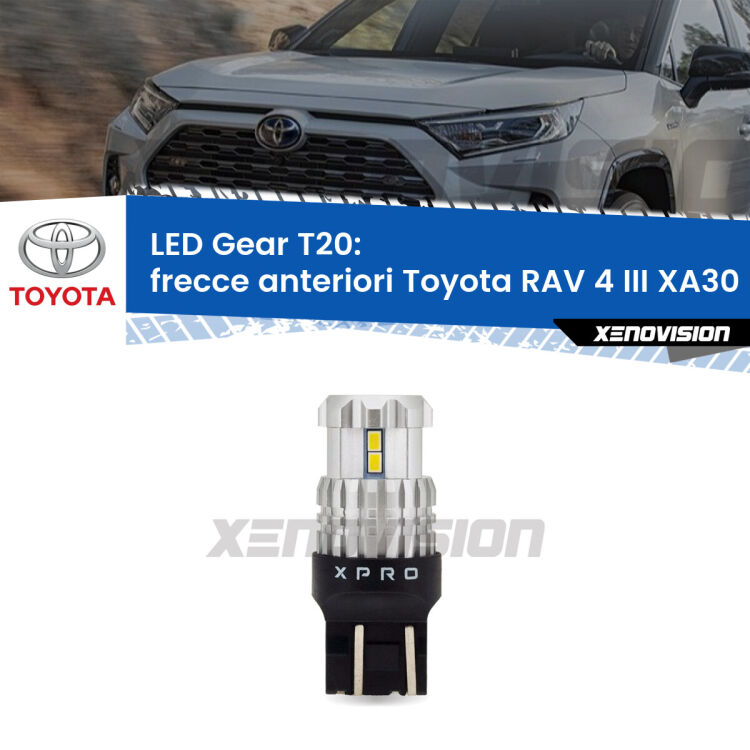 <strong>Frecce Anteriori LED per Toyota RAV 4 III</strong> XA30 2005 - 2014. Lampada <strong>T20</strong> modello Gear1, non canbus.