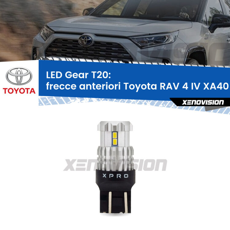 <strong>Frecce Anteriori LED per Toyota RAV 4 IV</strong> XA40 2012 - 2018. Lampada <strong>T20</strong> modello Gear1, non canbus.