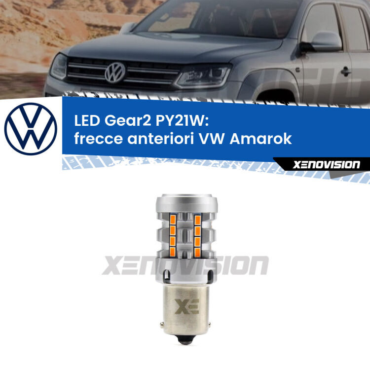 <strong>Frecce Anteriori LED no-spie per VW Amarok</strong>  2010 - 2016. Lampada <strong>PY21W</strong> modello Gear2 no Hyperflash.
