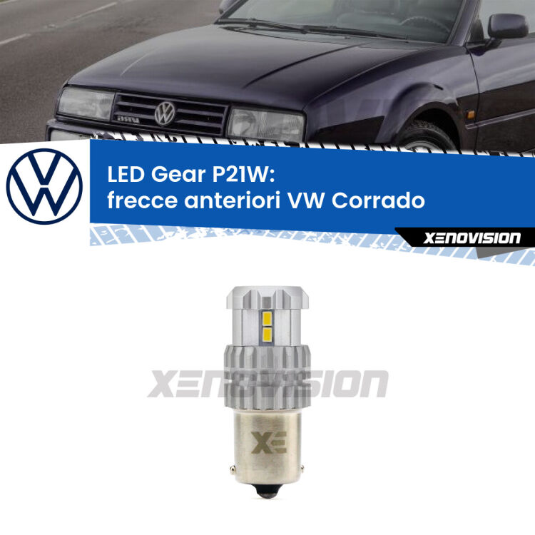 <strong>LED P21W per </strong><strong>Frecce Anteriori VW Corrado  1988 - 1995</strong><strong>. </strong>Richiede resistenze per eliminare lampeggio rapido, 3x più luce, compatta. Top Quality.

<strong>Frecce Anteriori LED per VW Corrado</strong>  1988 - 1995. Lampada <strong>P21W</strong>. Usa delle resistenze per eliminare lampeggio rapido.