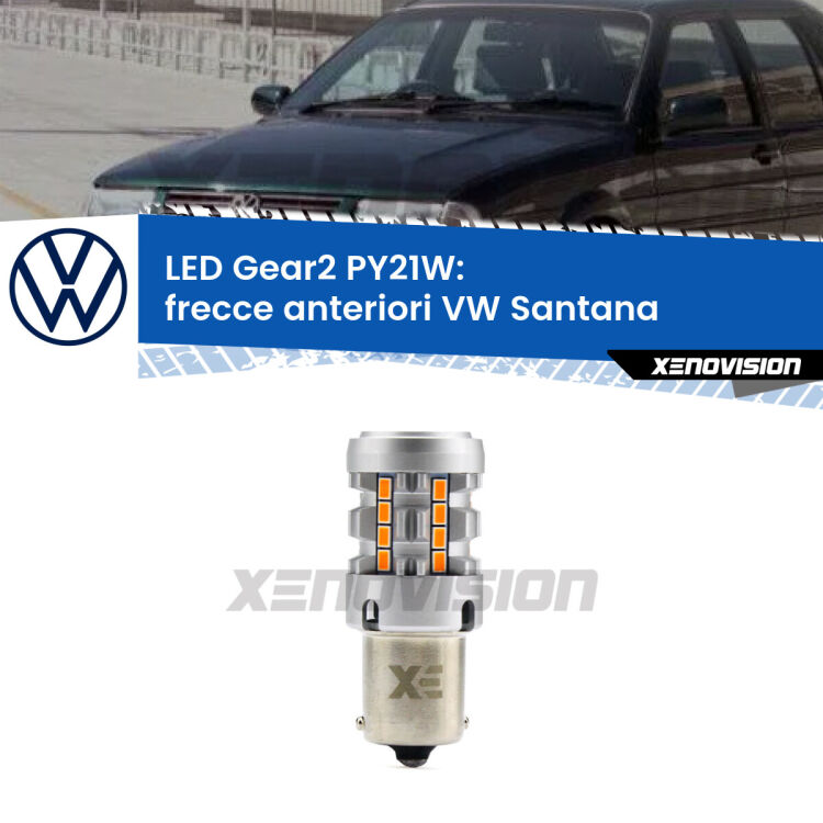<strong>Frecce Anteriori LED no-spie per VW Santana</strong>  faro bianco. Lampada <strong>PY21W</strong> modello Gear2 no Hyperflash.
