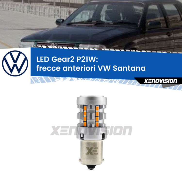 <strong>Frecce Anteriori LED no-spie per VW Santana</strong>  faro giallo. Lampada <strong>P21W</strong> modello Gear2 no Hyperflash.