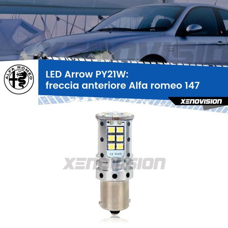 0 Freccia Anteriore LED Alfa romeo 147 2005 - 2010: PY21W Arrow <strong>Freccia Anteriore LED no-spie per Alfa romeo 147</strong> 2005 - 2010. Lampada <strong>PY21W</strong> modello top di gamma Arrow.