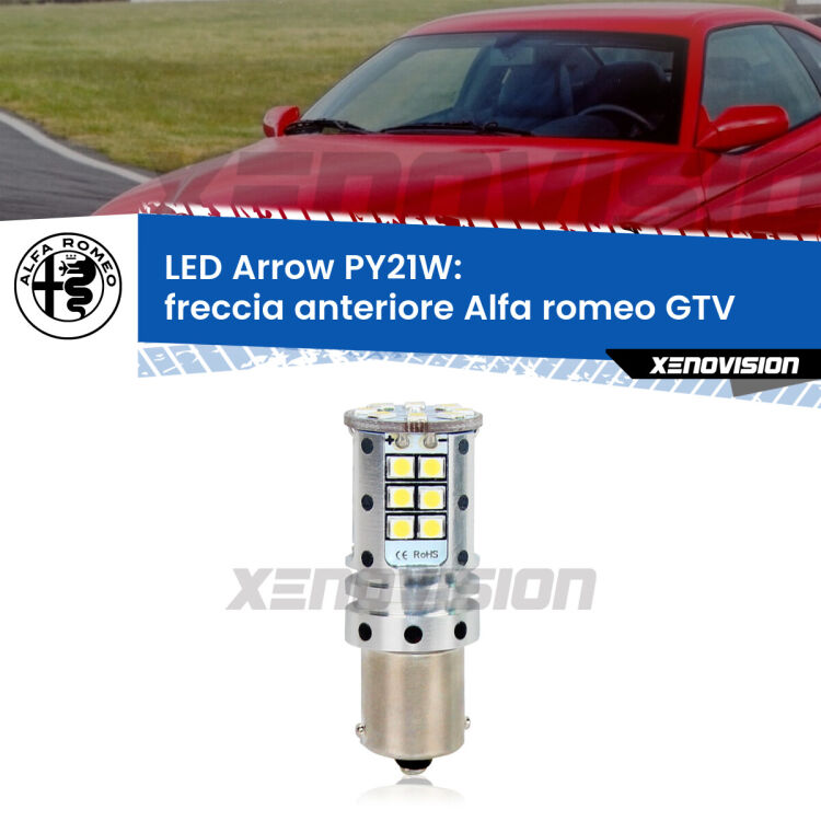 0 Freccia Anteriore LED Alfa romeo GTV faro bianco: PY21W Arrow <strong>Freccia Anteriore LED no-spie per Alfa romeo GTV</strong> faro bianco. Lampada <strong>PY21W</strong> modello top di gamma Arrow.