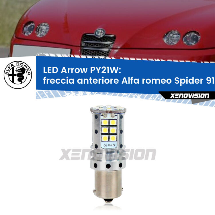 0 Freccia Anteriore LED Alfa romeo Spider 916 faro bianco: PY21W Arrow <strong>Freccia Anteriore LED no-spie per Alfa romeo Spider</strong> 916 faro bianco. Lampada <strong>PY21W</strong> modello top di gamma Arrow.