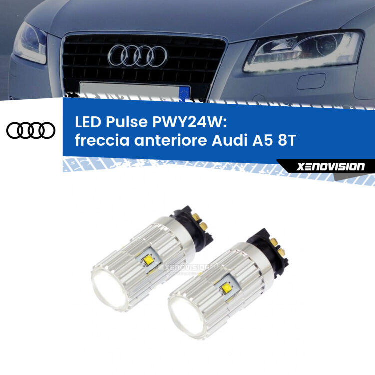 0 Freccia Anteriore LED Audi A5 8T restyling: PWY24W Pulse <strong>Freccia Anteriore LED no-spie per Audi A5</strong> 8T restyling. Coppia lampade <strong>PWY24W</strong> modello Pulse di Xenovision.