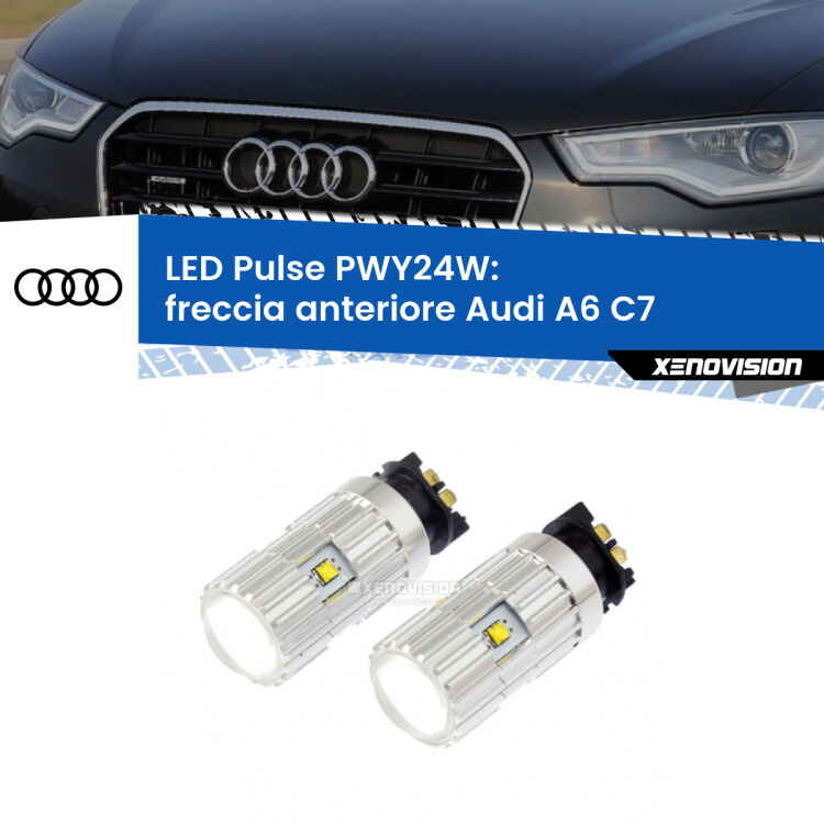 0 Freccia Anteriore LED Audi A6 C7 fari xenon restyling: PWY24W Pulse <strong>Freccia Anteriore LED no-spie per Audi A6</strong> C7 fari xenon restyling. Coppia lampade <strong>PWY24W</strong> modello Pulse di Xenovision.