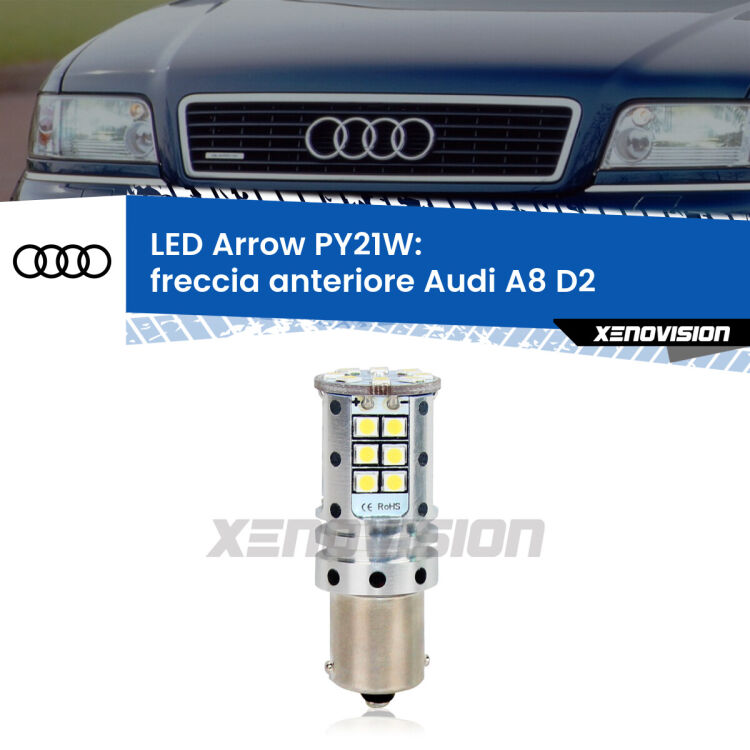 0 Freccia Anteriore LED Audi A8 D2 1994 - 2002: PY21W Arrow <strong>Freccia Anteriore LED no-spie per Audi A8</strong> D2 1994 - 2002. Lampada <strong>PY21W</strong> modello top di gamma Arrow.