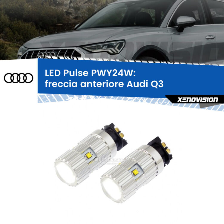 0 Freccia Anteriore LED Audi Q3 in poi: PWY24W Pulse <strong>Freccia Anteriore LED no-spie per Audi Q3</strong> in poi. Coppia lampade <strong>PWY24W</strong> modello Pulse di Xenovision.
