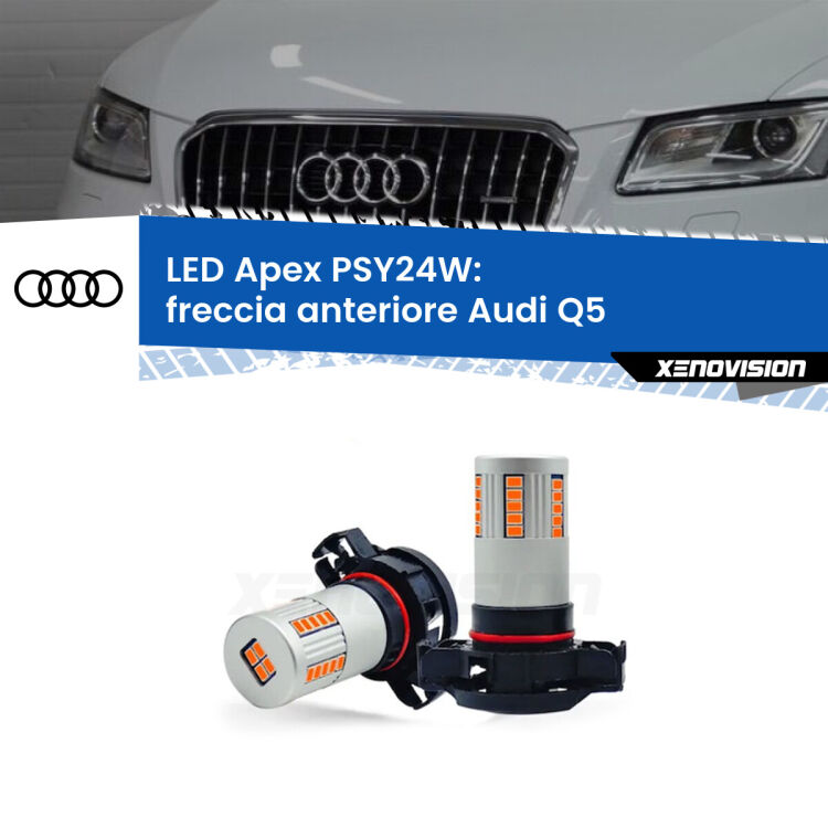 0 Freccia Anteriore LED Audi Q5 2008 - 2017: PSY24W Apex (Coppia) <strong>Freccia Anteriore LED no-spie per Audi Q5</strong> 2008 - 2017. Coppia lampade <strong>PSY24W</strong> modello Apex no Hyperflash.