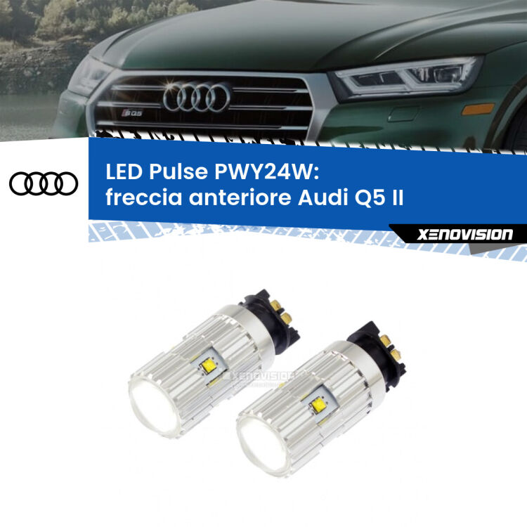 0 Freccia Anteriore LED Audi Q5 II in poi: PWY24W Pulse <strong>Freccia Anteriore LED no-spie per Audi Q5</strong> II in poi. Coppia lampade <strong>PWY24W</strong> modello Pulse di Xenovision.