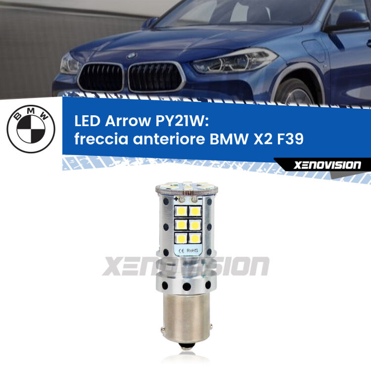 0 Freccia Anteriore LED BMW X2 F39 2017 in poi: PY21W Arrow <strong>Freccia Anteriore LED no-spie per BMW X2</strong> F39 2017 in poi. Lampada <strong>PY21W</strong> modello top di gamma Arrow.