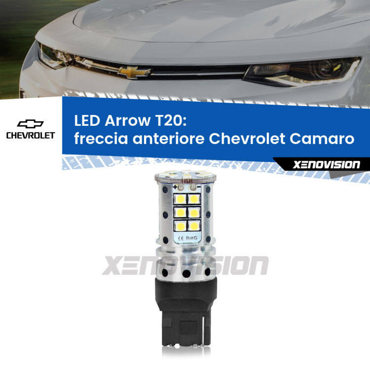 0 Freccia Anteriore LED Chevrolet Camaro  2015 in poi: T20 Arrow <strong>Freccia Anteriore LED no-spie per Chevrolet Camaro</strong>  2015 in poi. Lampada <strong>T20</strong> no Hyperflash modello Arrow.