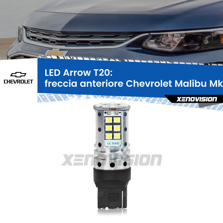 0 Freccia Anteriore LED Chevrolet Malibu Mk9 2016 in poi: T20 Arrow <strong>Freccia Anteriore LED no-spie per Chevrolet Malibu</strong> Mk9 2016 in poi. Lampada <strong>T20</strong> no Hyperflash modello Arrow.