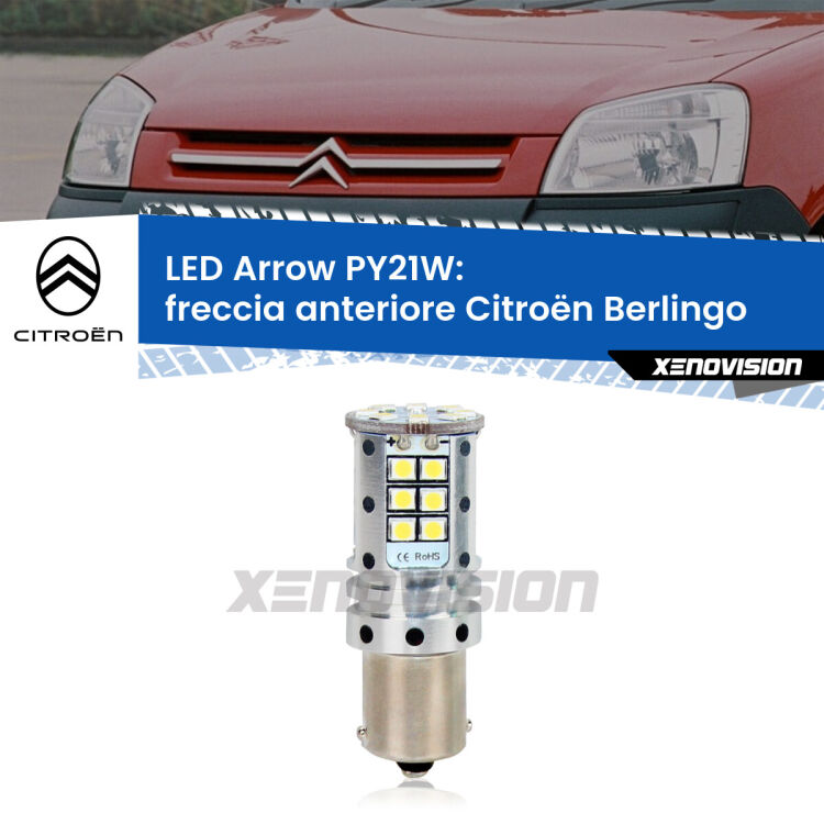 0 Freccia Anteriore LED Citroën Berlingo 1996 - 2007: PY21W Arrow <strong>Freccia Anteriore LED no-spie per Citroën Berlingo</strong> 1996 - 2007. Lampada <strong>PY21W</strong> modello top di gamma Arrow.
