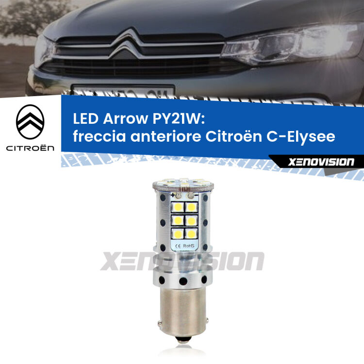 0 Freccia Anteriore LED Citroën C-Elysee 2012 in poi: PY21W Arrow <strong>Freccia Anteriore LED no-spie per Citroën C-Elysee</strong> 2012 in poi. Lampada <strong>PY21W</strong> modello top di gamma Arrow.
