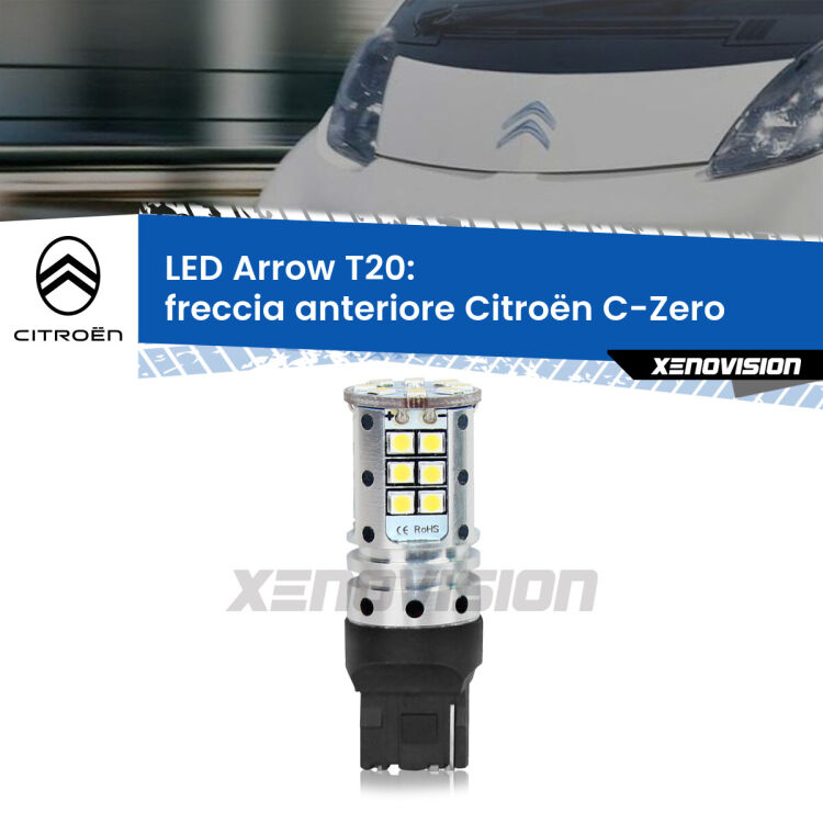 0 Freccia Anteriore LED Citroën C-Zero 2010 - 2019: T20 Arrow <strong>Freccia Anteriore LED no-spie per Citroën C-Zero</strong> 2010 - 2019. Lampada <strong>T20</strong> no Hyperflash modello Arrow.