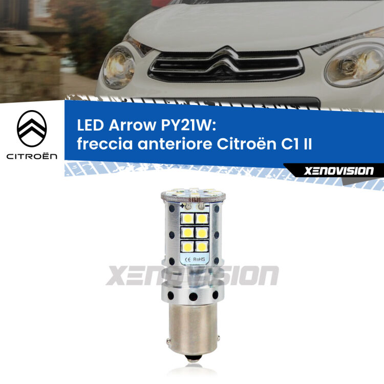 0 Freccia Anteriore LED Citroën C1 II 2014 in poi: PY21W Arrow <strong>Freccia Anteriore LED no-spie per Citroën C1</strong> II 2014 in poi. Lampada <strong>PY21W</strong> modello top di gamma Arrow.