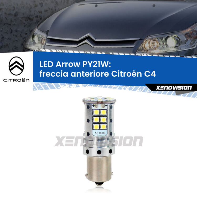 0 Freccia Anteriore LED Citroën C4  2004 - 2011: PY21W Arrow <strong>Freccia Anteriore LED no-spie per Citroën C4</strong>  2004 - 2011. Lampada <strong>PY21W</strong> modello top di gamma Arrow.