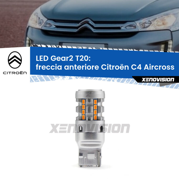 0 Freccia Anteriore LED Citroën C4 Aircross 2010 - 2018: T20 Gear2 FINE SERIE: NO GARANZIA FINE SERIE: NO GARANZIA <strong>Freccia Anteriore LED no-spie per Citroën C4 Aircross</strong> 2010 - 2018. Lampada <strong>T20</strong> modello Gear2 no Hyperflash.