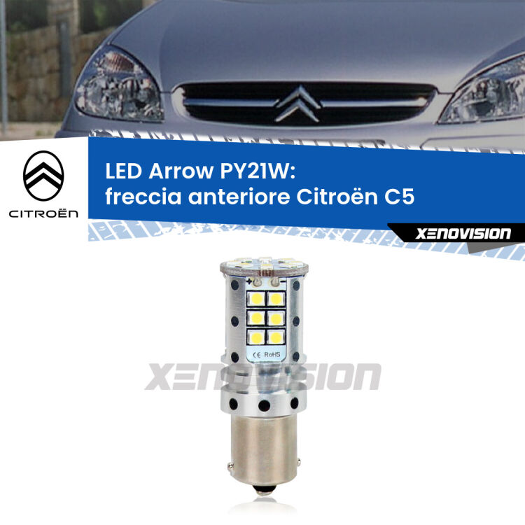 0 Freccia Anteriore LED Citroën C5 2001 - 2004: PY21W Arrow <strong>Freccia Anteriore LED no-spie per Citroën C5</strong> 2001 - 2004. Lampada <strong>PY21W</strong> modello top di gamma Arrow.