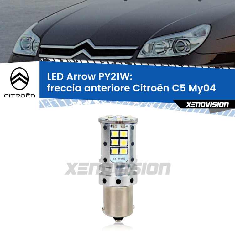 0 Freccia Anteriore LED Citroën C5 My04 2004 - 2008: PY21W Arrow <strong>Freccia Anteriore LED no-spie per Citroën C5</strong> My04 2004 - 2008. Lampada <strong>PY21W</strong> modello top di gamma Arrow.