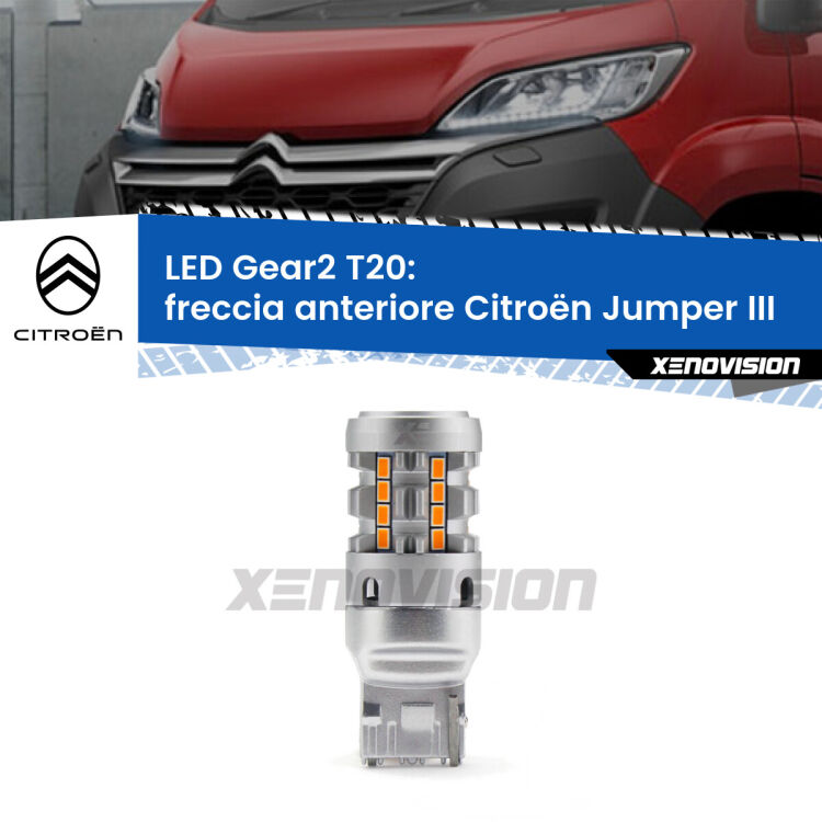 0 Freccia Anteriore LED Citroën Jumper III in poi: T20 Gear2 FINE SERIE: NO GARANZIA FINE SERIE: NO GARANZIA <strong>Freccia Anteriore LED no-spie per Citroën Jumper</strong> III in poi. Lampada <strong>T20</strong> modello Gear2 no Hyperflash.