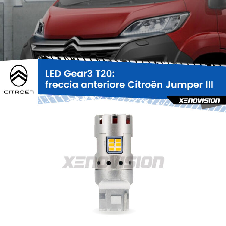 0 Freccia Anteriore LED Citroën Jumper III in poi: T20 Gear3 <strong>Freccia Anteriore LED no-spie per Citroën Jumper</strong> III in poi. Lampada <strong>T20</strong> modello Gear3 no Hyperflash, raffreddata a ventola.