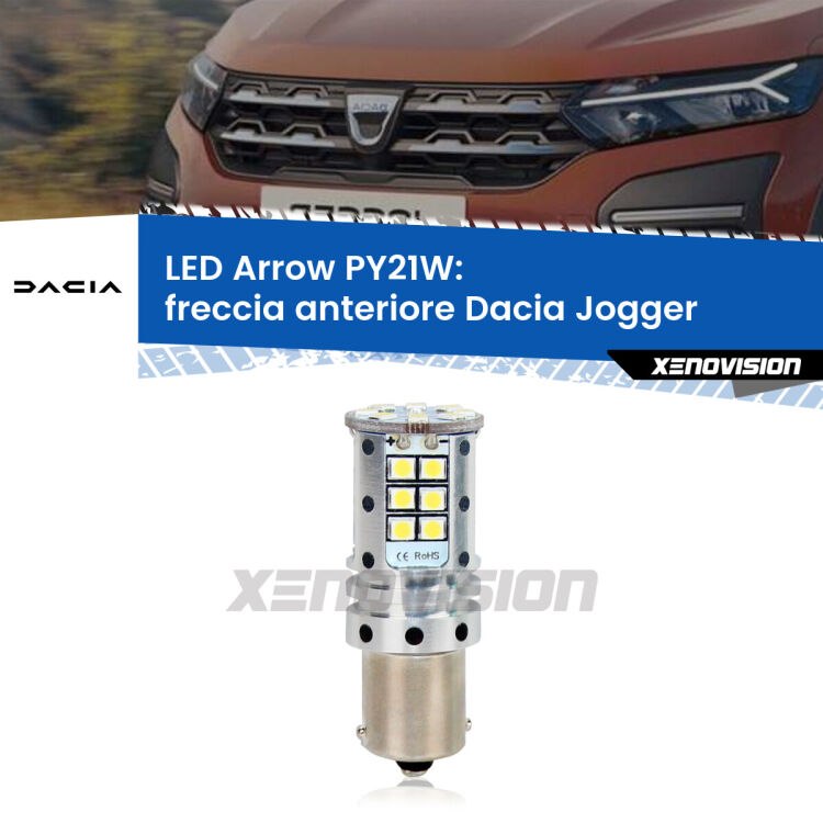 0 Freccia Anteriore LED Dacia Jogger 2021 in poi: PY21W Arrow <strong>Freccia Anteriore LED no-spie per Dacia Jogger</strong> 2021 in poi. Lampada <strong>PY21W</strong> modello top di gamma Arrow.