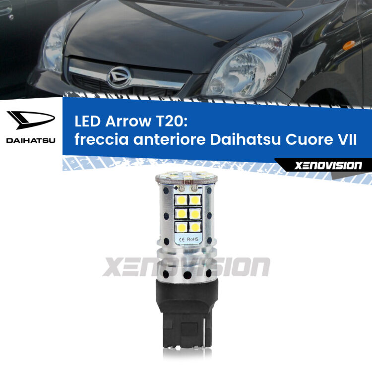 0 Freccia Anteriore LED Daihatsu Cuore VII 2007 - 2018: T20 Arrow <strong>Freccia Anteriore LED no-spie per Daihatsu Cuore VII</strong> 2007 - 2018. Lampada <strong>T20</strong> no Hyperflash modello Arrow.