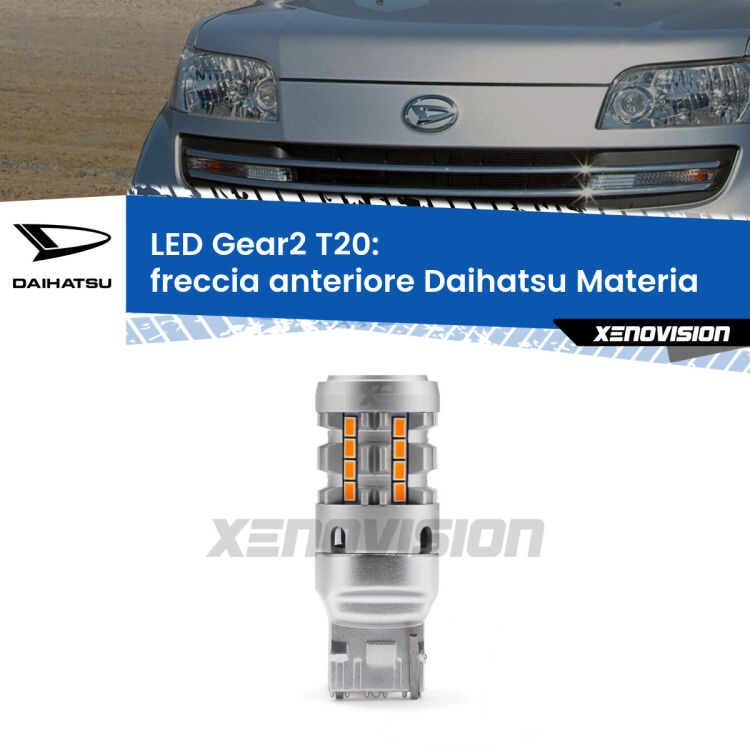 0 Freccia Anteriore LED Daihatsu Materia 2006 in poi: T20 Gear2 FINE SERIE: NO GARANZIA FINE SERIE: NO GARANZIA <strong>Freccia Anteriore LED no-spie per Daihatsu Materia</strong> 2006 in poi. Lampada <strong>T20</strong> modello Gear2 no Hyperflash.