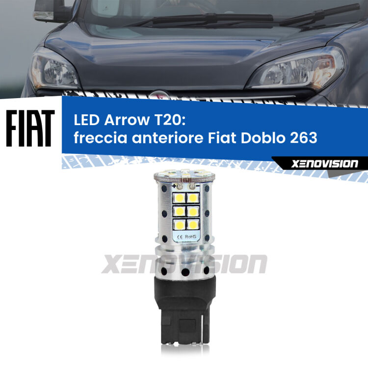 0 Freccia Anteriore LED Fiat Doblo 263 2015 - 2016: T20 Arrow <strong>Freccia Anteriore LED no-spie per Fiat Doblo</strong> 263 2015 - 2016. Lampada <strong>T20</strong> no Hyperflash modello Arrow.