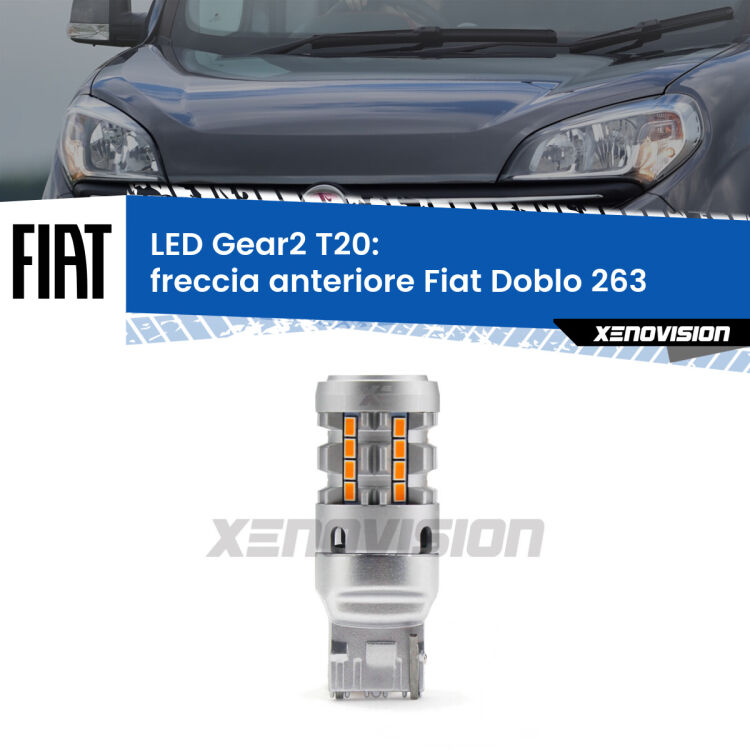 Freccia Anteriore LED Fiat Doblo 263 2015 - 2016: T20 Gear2 FINE SERIE: NO GARANZIA FINE SERIE: NO GARANZIA <strong>Freccia Anteriore LED no-spie per Fiat Doblo</strong> 263 2015 - 2016. Lampada <strong>T20</strong> modello Gear2 no Hyperflash.