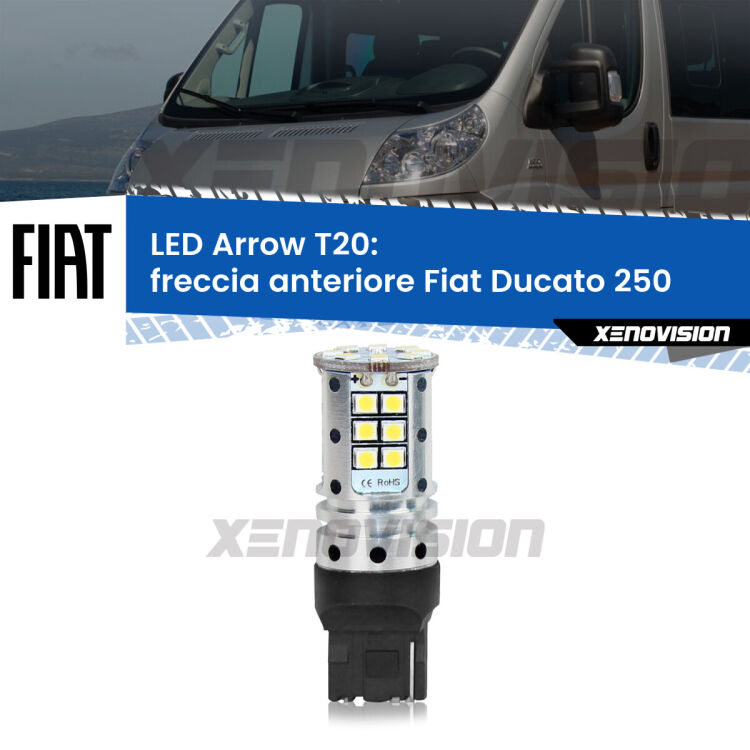 0 Freccia Anteriore LED Fiat Ducato 250 2014 - 2018: T20 Arrow <strong>Freccia Anteriore LED no-spie per Fiat Ducato</strong> 250 2014 - 2018. Lampada <strong>T20</strong> no Hyperflash modello Arrow.
