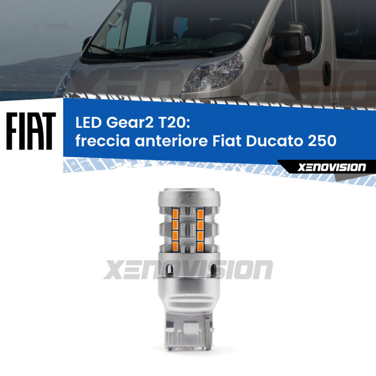Freccia Anteriore LED Fiat Ducato 250 2014 - 2018: T20 Gear2 FINE SERIE: NO GARANZIA FINE SERIE: NO GARANZIA <strong>Freccia Anteriore LED no-spie per Fiat Ducato</strong> 250 2014 - 2018. Lampada <strong>T20</strong> modello Gear2 no Hyperflash.