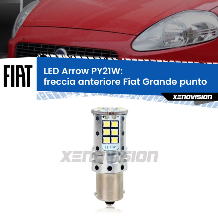 0 Freccia Anteriore LED Fiat Grande punto 2005 - 2018: PY21W Arrow <strong>Freccia Anteriore LED no-spie per Fiat Grande punto</strong> 2005 - 2018. Lampada <strong>PY21W</strong> modello top di gamma Arrow.