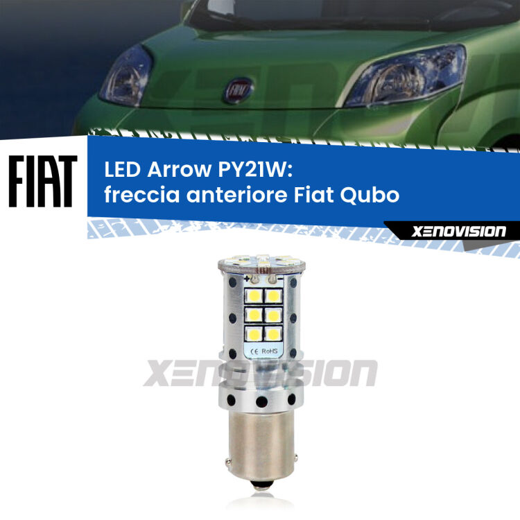 0 Freccia Anteriore LED Fiat Qubo  2008 - 2021: PY21W Arrow <strong>Freccia Anteriore LED no-spie per Fiat Qubo</strong>  2008 - 2021. Lampada <strong>PY21W</strong> modello top di gamma Arrow.