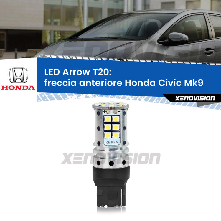 0 Freccia Anteriore LED Honda Civic Mk9 2014 - 2015: T20 Arrow <strong>Freccia Anteriore LED no-spie per Honda Civic</strong> Mk9 2014 - 2015. Lampada <strong>T20</strong> no Hyperflash modello Arrow.