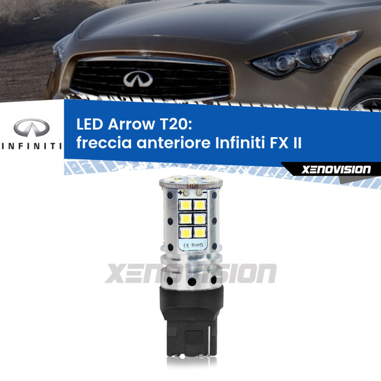 0 Freccia Anteriore LED Infiniti FX II 2008 - 2013: T20 Arrow <strong>Freccia Anteriore LED no-spie per Infiniti FX</strong> II 2008 - 2013. Lampada <strong>T20</strong> no Hyperflash modello Arrow.