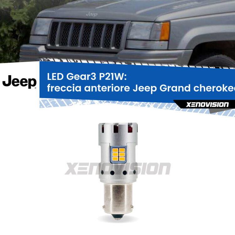 0 Freccia Anteriore LED Jeep Grand cherokee ZJ 1993 - 1998: P21W Gear3 <strong>Freccia Anteriore LED no-spie per Jeep Grand cherokee </strong> ZJ 1993 - 1998. Lampada <strong>P21W</strong> modello Gear3 no Hyperflash, raffreddata a ventola.