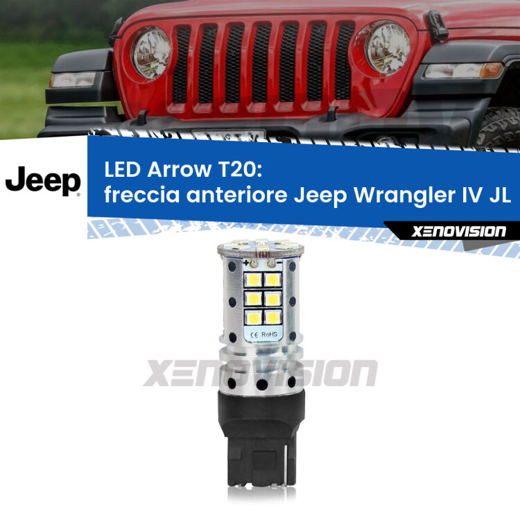 0 Freccia Anteriore LED Jeep Wrangler IV JL 2017 in poi: T20 Arrow <strong>Freccia Anteriore LED no-spie per Jeep Wrangler IV</strong> JL 2017 in poi. Lampada <strong>T20</strong> no Hyperflash modello Arrow.