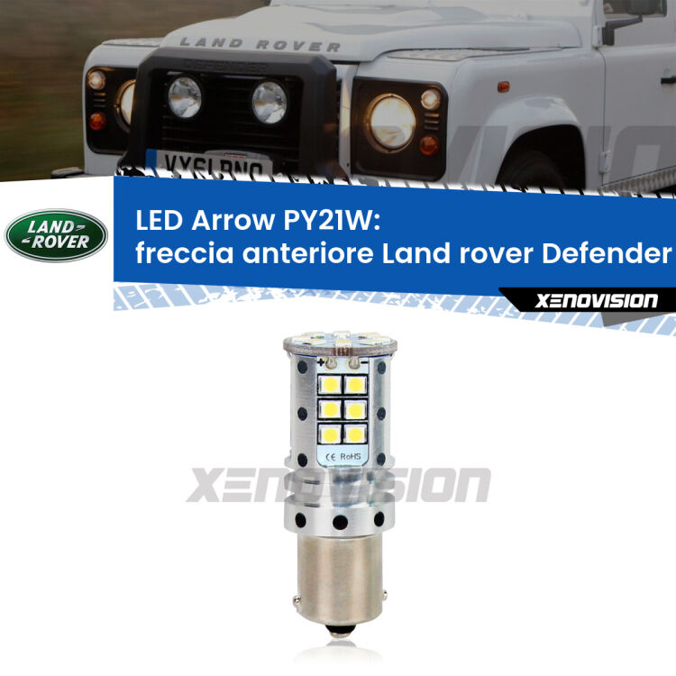 Freccia Anteriore LED Land rover Defender L316 faro bianco: PY21W Arrow <strong>Freccia Anteriore LED no-spie per Land rover Defender</strong> L316 faro bianco. Lampada <strong>PY21W</strong> modello top di gamma Arrow.